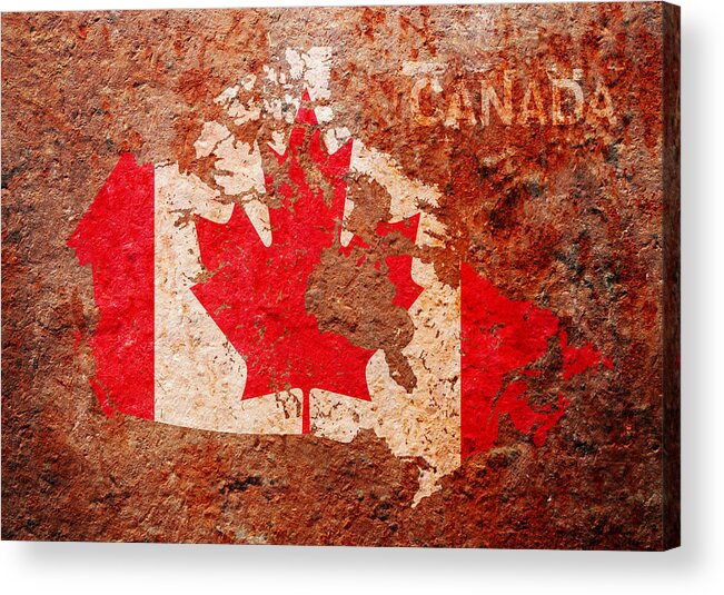 Canada Flag Acrylic Print featuring the digital art Canada Flag Map by Michael Tompsett
