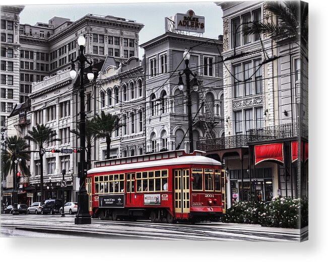 Nola Acrylic Print featuring the photograph Canal Street Trolley by Tammy Wetzel