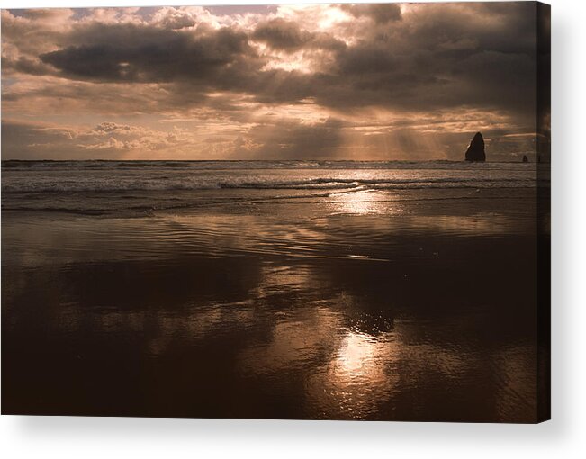 Seascape Acrylic Print featuring the photograph Cannon Beach Storms by Sandra Bronstein