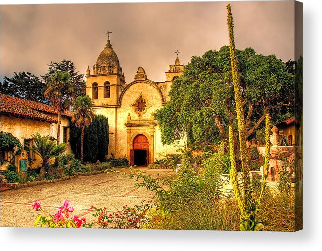 Adobe Acrylic Print featuring the photograph Carmel Mission by Maria Coulson