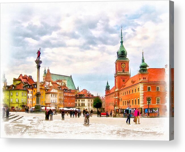 Castle Square Acrylic Print featuring the painting Castle Square, Warsaw by Maciek Froncisz