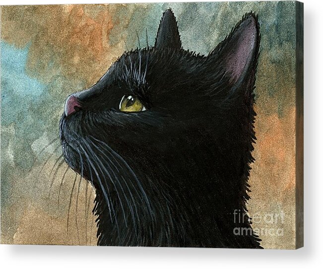 Cat Acrylic Print featuring the painting Black Cat 545 by Lucie Dumas