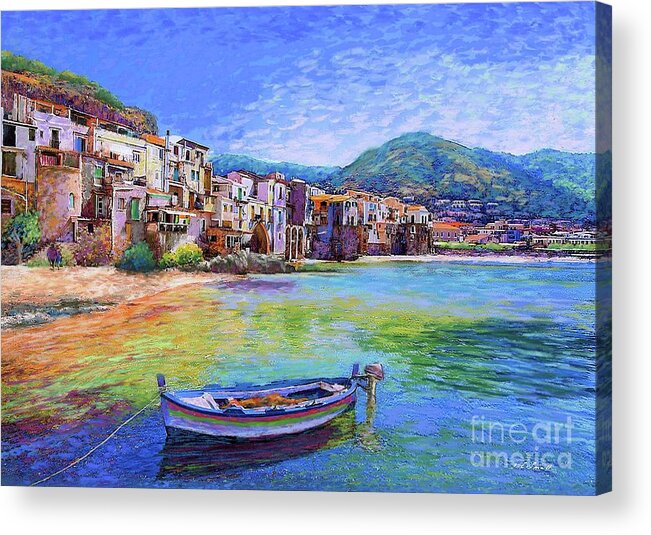 Italy Acrylic Print featuring the painting Cefalu Sicily Italy by Jane Small
