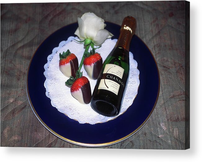 Champagne Bottle Acrylic Print featuring the photograph Celebration Plate by Sally Weigand