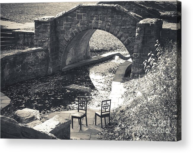 Chairs Acrylic Print featuring the photograph Chairs - Stone Bridge by Colleen Kammerer