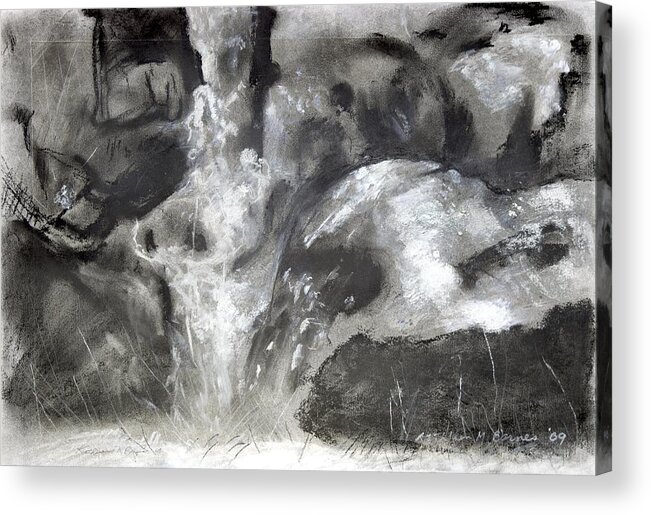  Acrylic Print featuring the painting Charcoal Waterfall by Kathleen Barnes