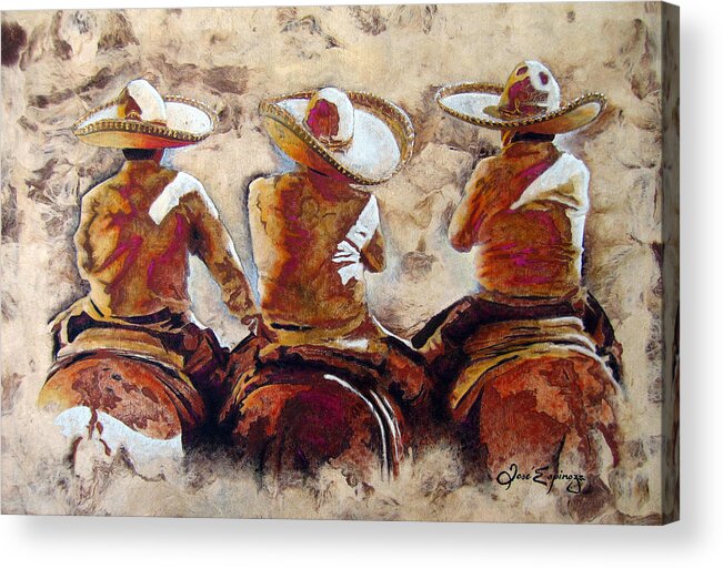 Jarabe Tapatio Acrylic Print featuring the painting C H A R R O . F R I E N D S by J U A N - O A X A C A