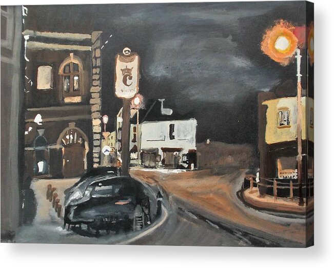 Chertsey Acrylic Print featuring the painting Chertsey at night 1 by Carole Robins