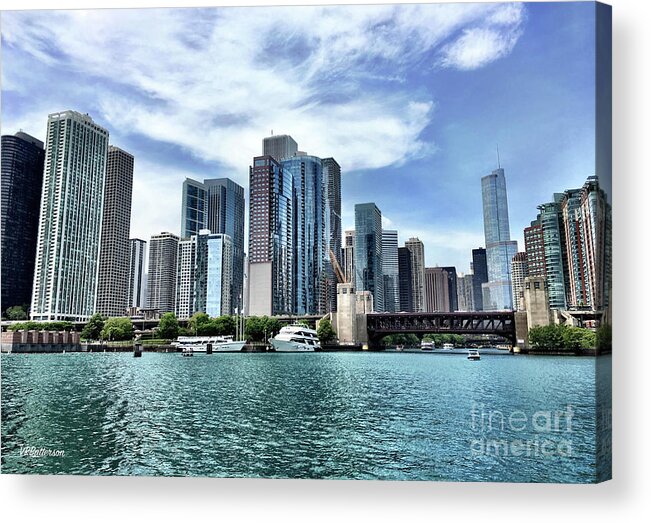 Chicago Acrylic Print featuring the photograph Chicago River Skyline by Veronica Batterson
