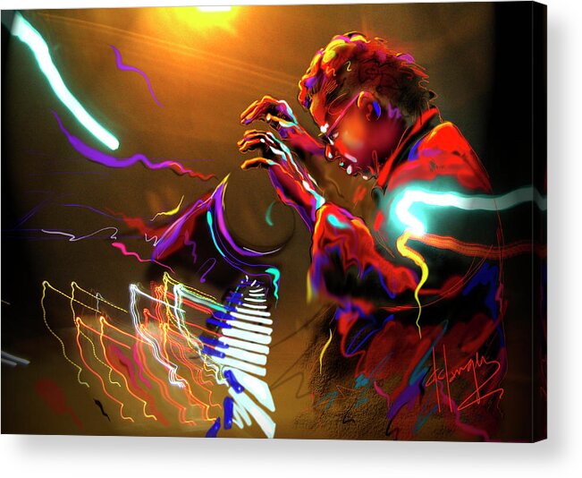 Guitar Acrylic Print featuring the painting Chick Corea by DC Langer