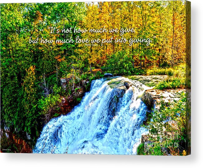 Diane Berry Acrylic Print featuring the photograph Chittenango Falls, NY Mother Teresa by Diane E Berry