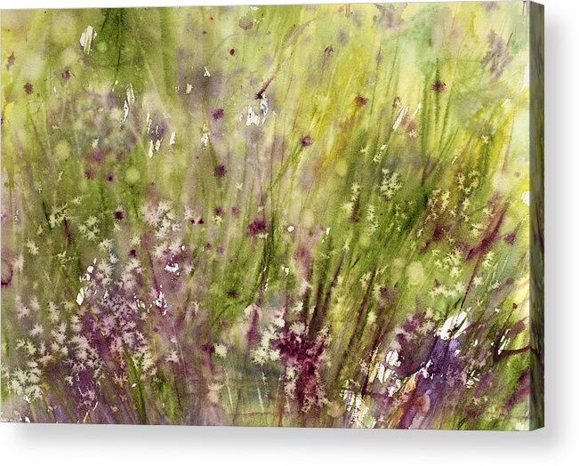Flower Acrylic Print featuring the painting Chive Garden by Judith Levins