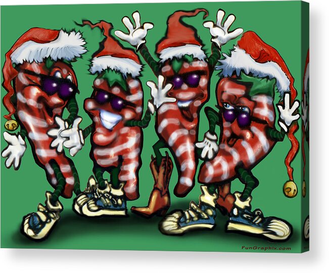 Christmas Acrylic Print featuring the digital art Christmas Candy Peppers Gang by Kevin Middleton