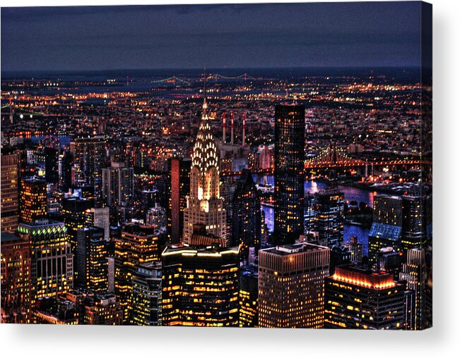 Manhattan Acrylic Print featuring the photograph Chrylser Building at Dusk by Randy Aveille