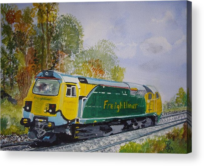 Diesel Acrylic Print featuring the painting Class 70 diesel freightliner by Carole Robins