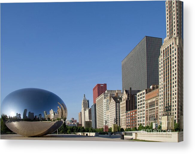 Bean Acrylic Print featuring the photograph Cloudgate Reflects Michigan Avenue by David Levin