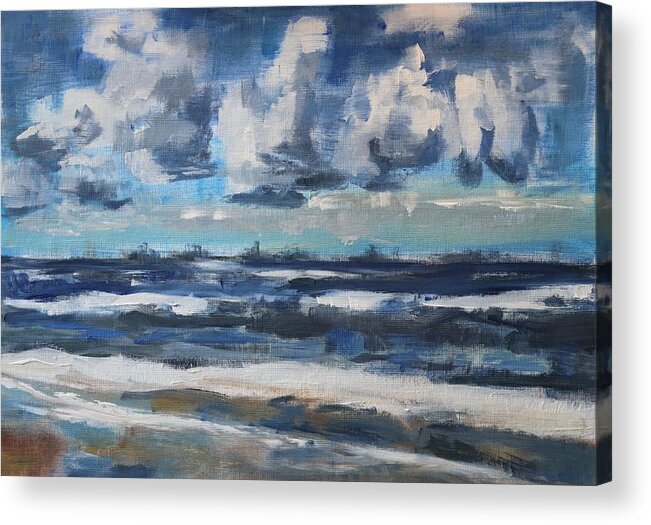 Sea Acrylic Print featuring the painting Clouds over The North Sea on a Spring Day by Christel Roelandt