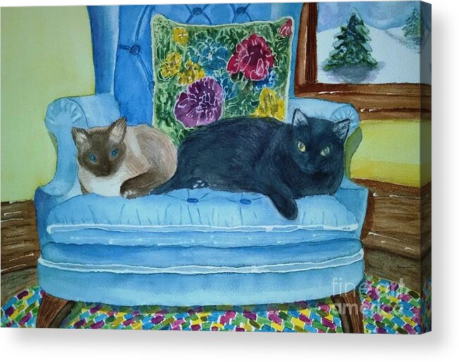 Cats Acrylic Print featuring the painting Coco and Buddy by Sue Carmony