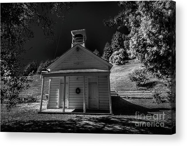 Schoolhouse Acrylic Print featuring the photograph Coleman Valley Schoolhouse Road Infrared Black and White #1 by Blake Webster