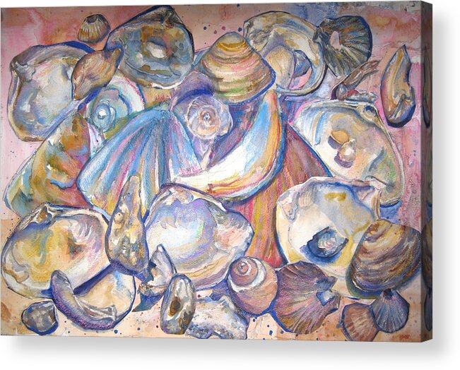 Collage Acrylic Print featuring the painting Collage of Shells by Joyce Kanyuk