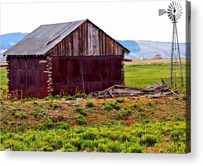Colorado Acrylic Print featuring the photograph Colorado Barn with Windmill by Amy McDaniel