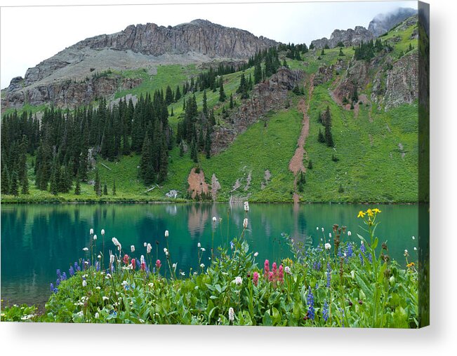 Blue Lake Acrylic Print featuring the photograph Colorful Blue Lakes Landscape by Cascade Colors