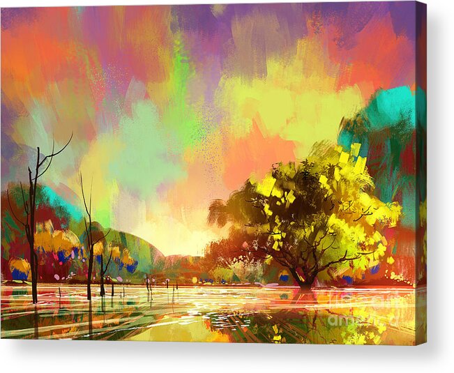 Painting Acrylic Print featuring the painting Colorful Natural by Tithi Luadthong