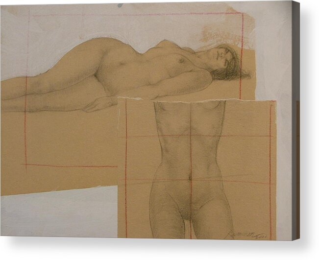 Nude Acrylic Print featuring the painting Composite female nude by Gary Kaemmer