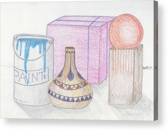 Shapes Acrylic Print featuring the mixed media Containers by Ruth Dailey