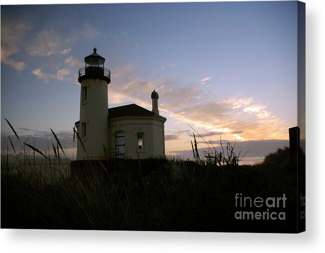 Denise Bruchman Acrylic Print featuring the photograph Coquille River Lighthouse at Sunset by Denise Bruchman