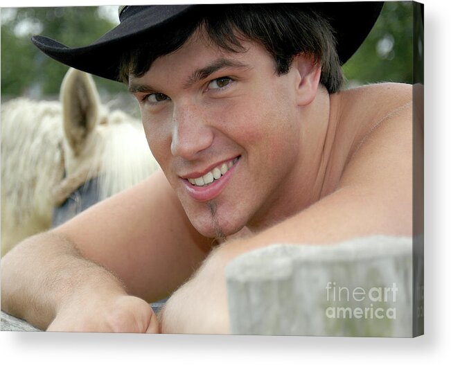 Handsome Acrylic Print featuring the photograph Cowboy Smile by Gunther Allen