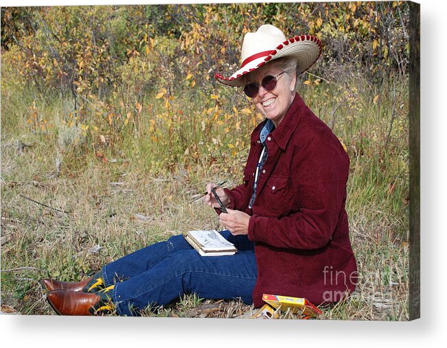 Cowgirl Acrylic Print featuring the photograph Cowgirl Artist by Jim Goodman