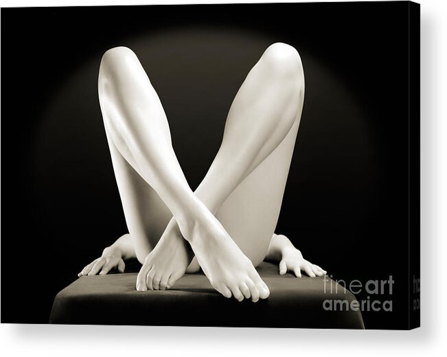 Nude Acrylic Print featuring the photograph Crossed Legs by Maxim Images Exquisite Prints
