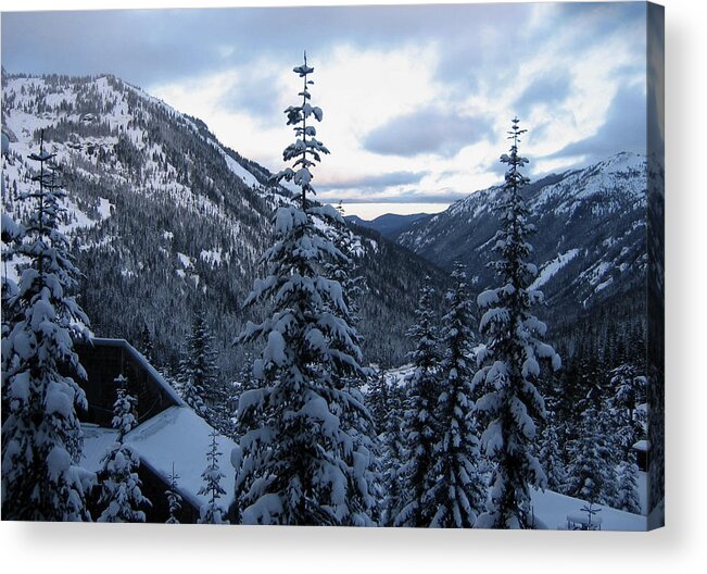 Crystal Mountain Ski Resort Acrylic Print featuring the photograph Crystal Mountain Dawn by Lorraine Devon Wilke