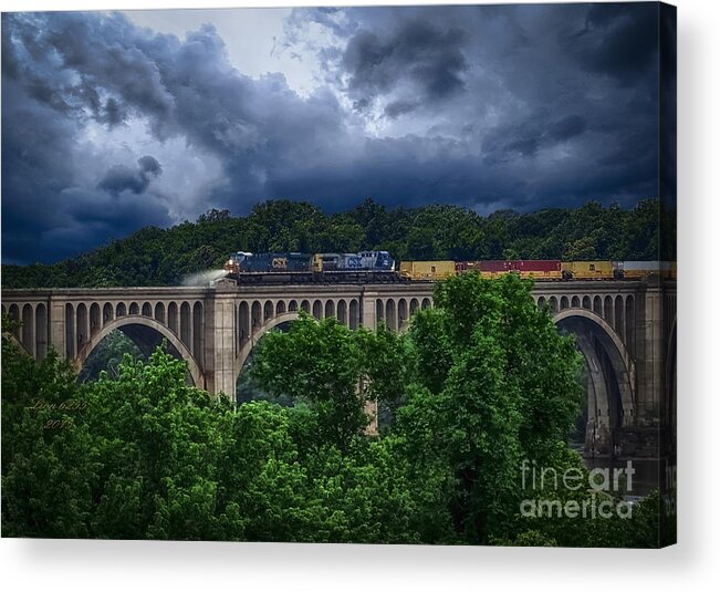 Photoshop Acrylic Print featuring the photograph CSX Train Trestle by Melissa Messick