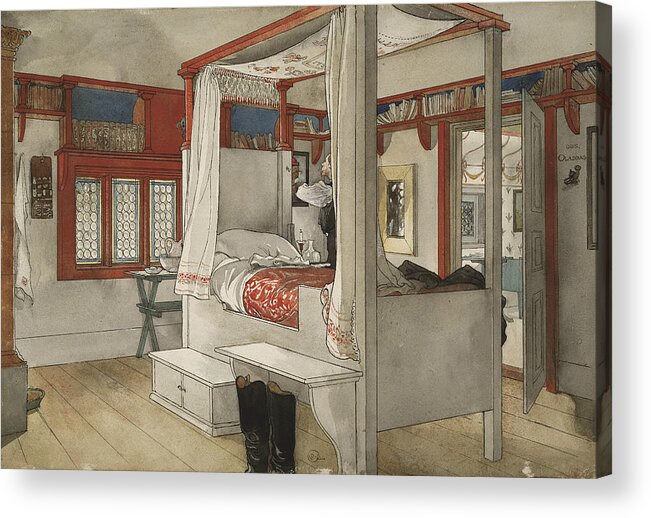 19th Century Art Acrylic Print featuring the painting Daddy's Room. From A Home by Carl Larsson
