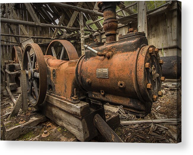 Old Iron Acrylic Print featuring the photograph Dan Creek Compressor by Fred Denner