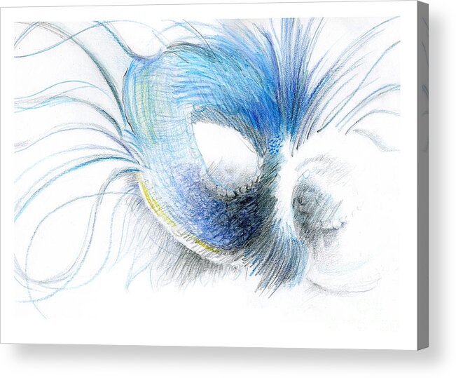 Pencil Drawing Acrylic Print featuring the photograph Behind The Mask by Rosanne Licciardi