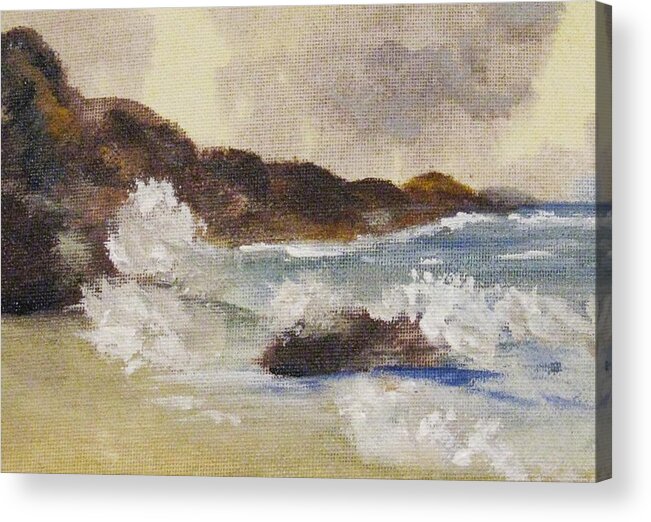 Waves Acrylic Print featuring the painting Dashing waves by Trilby Cole
