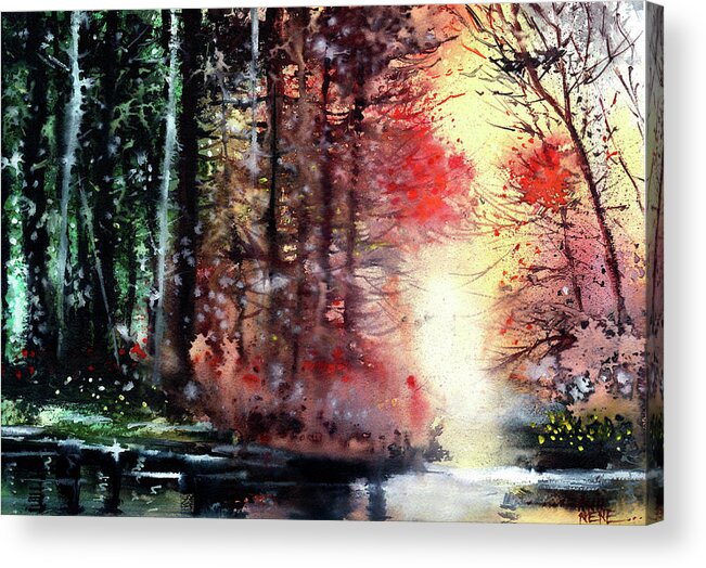 Nature Acrylic Print featuring the painting Daybreak 2 by Anil Nene