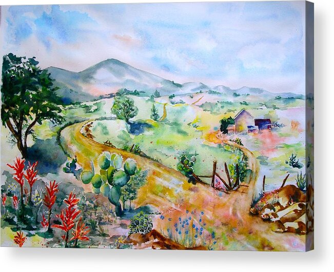 Landscape Acrylic Print featuring the painting Desert in Bloom by Sharon Mick