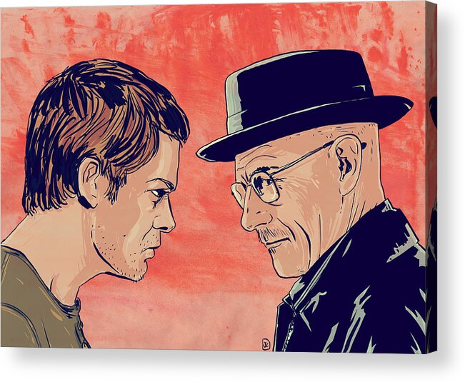 Dexter Morgan Acrylic Print featuring the drawing Dexter and Walter by Giuseppe Cristiano