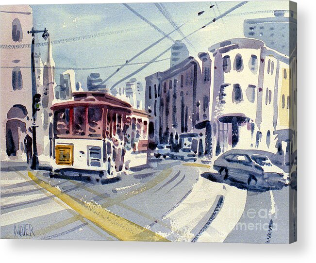 Cable Car Acrylic Print featuring the painting Downtown San Francisco by Donald Maier