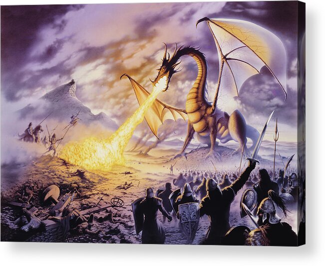 Dragon Acrylic Print featuring the photograph Dragon Battle by MGL Meiklejohn Graphics Licensing