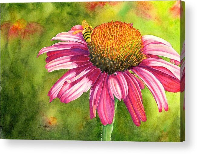 Large Floral Acrylic Print featuring the painting Drawn In by Lori Taylor