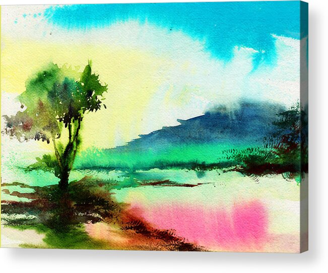 Nature Acrylic Print featuring the painting Dreamland by Anil Nene