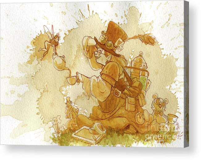 Steampunk Acrylic Print featuring the painting Dress Up by Brian Kesinger