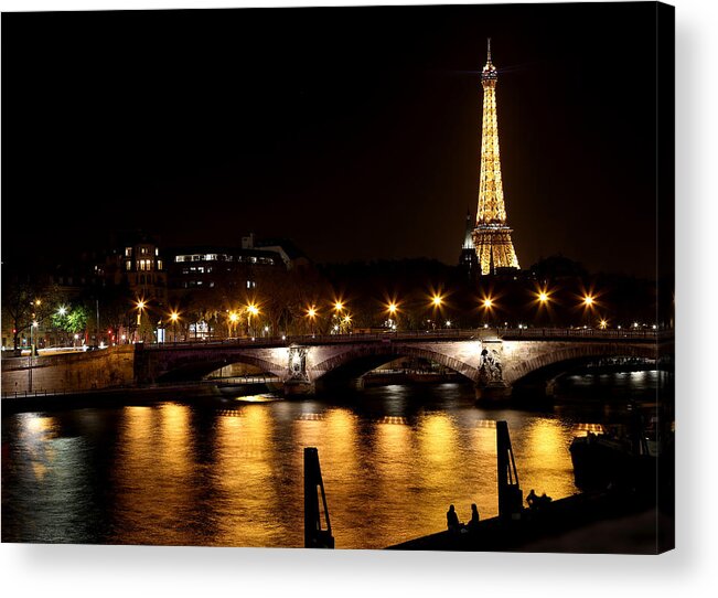 Eiffel Tower Acrylic Print featuring the photograph Eiffel Tower At Night 1 by Andrew Fare