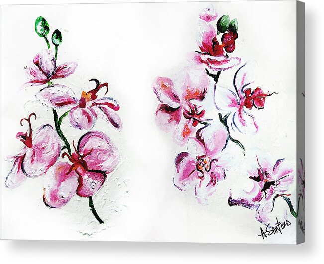 Orchid Acrylic Print featuring the painting EITHER ORchid by Amanda Sanford