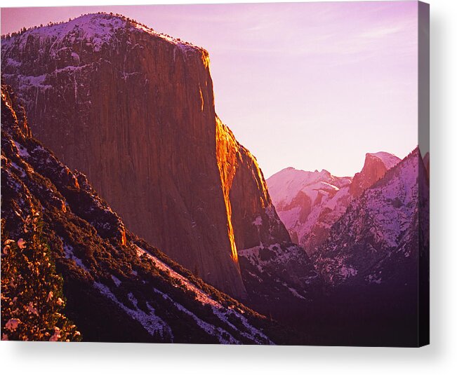 Usa Acrylic Print featuring the photograph El Capitan and Half Dome, Yosemite N.P. by Gary Corbett